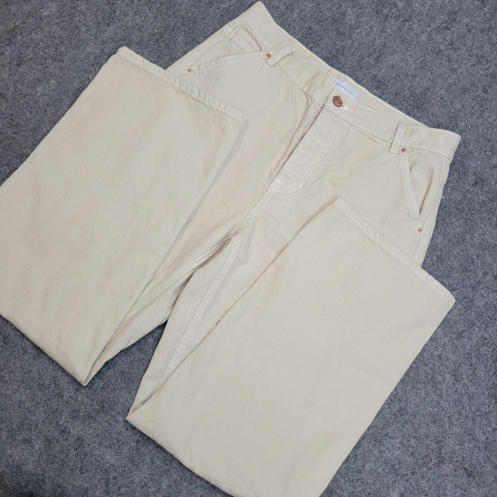Pacsun Jeans Womens 28 Tan Cropped Baggy Carpenter‎ Double Knee Y2K 90s Street